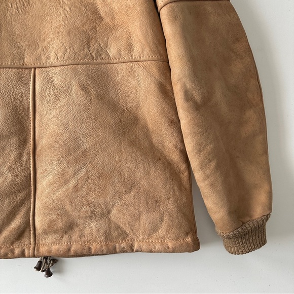 Vintage XS Shearling Coat 70s Tan Sheepskin Jacket Morlands Real Lambskin - Picture 8 of 11